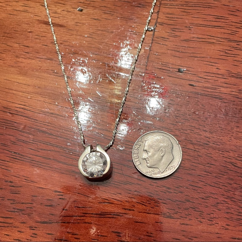 Sterling Silver Twisted Serpentine Chain with CZ Pendant